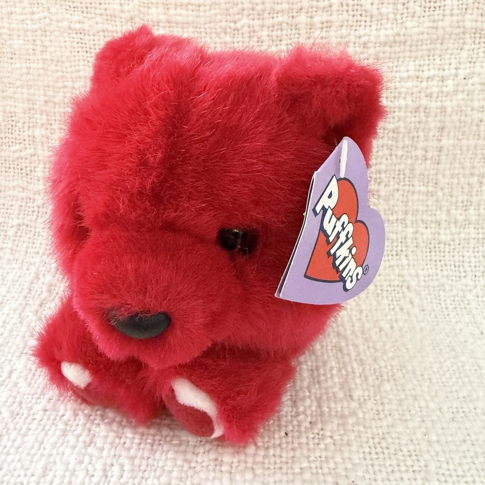 Vintage 1998 Swibco Puffkins Kisses the Romance Stuffed Red Plush Bear‎ LTD Edit
